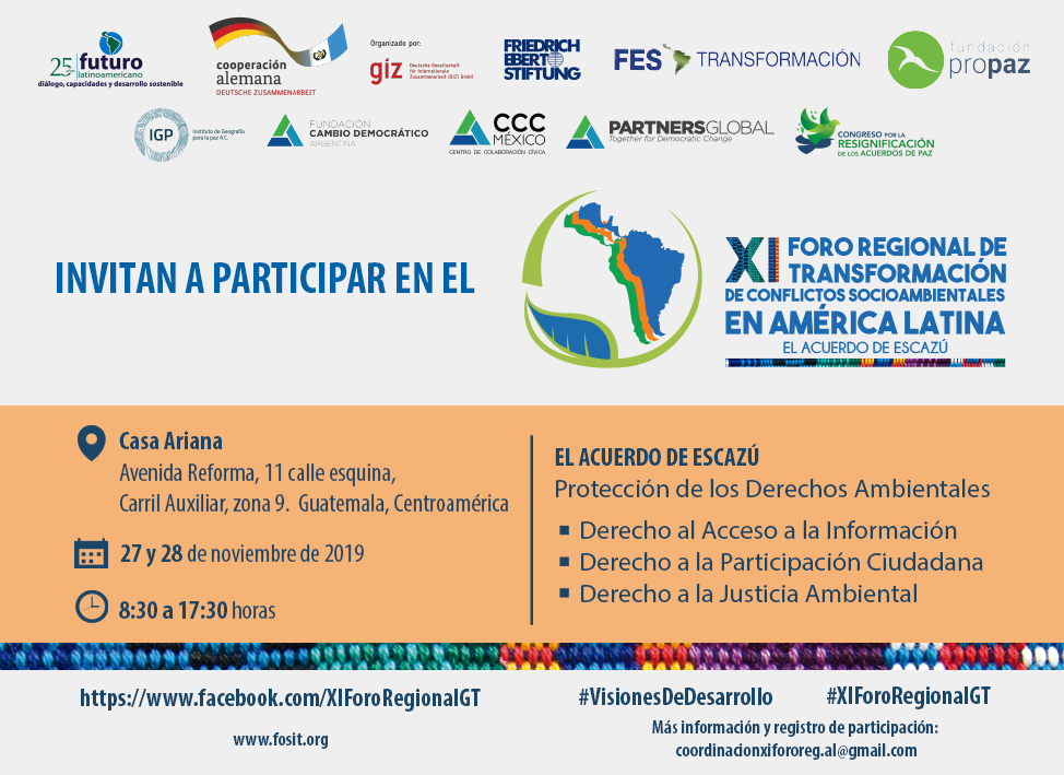 XI Foro regional de transformación de conflictos socioambientales en América Latina